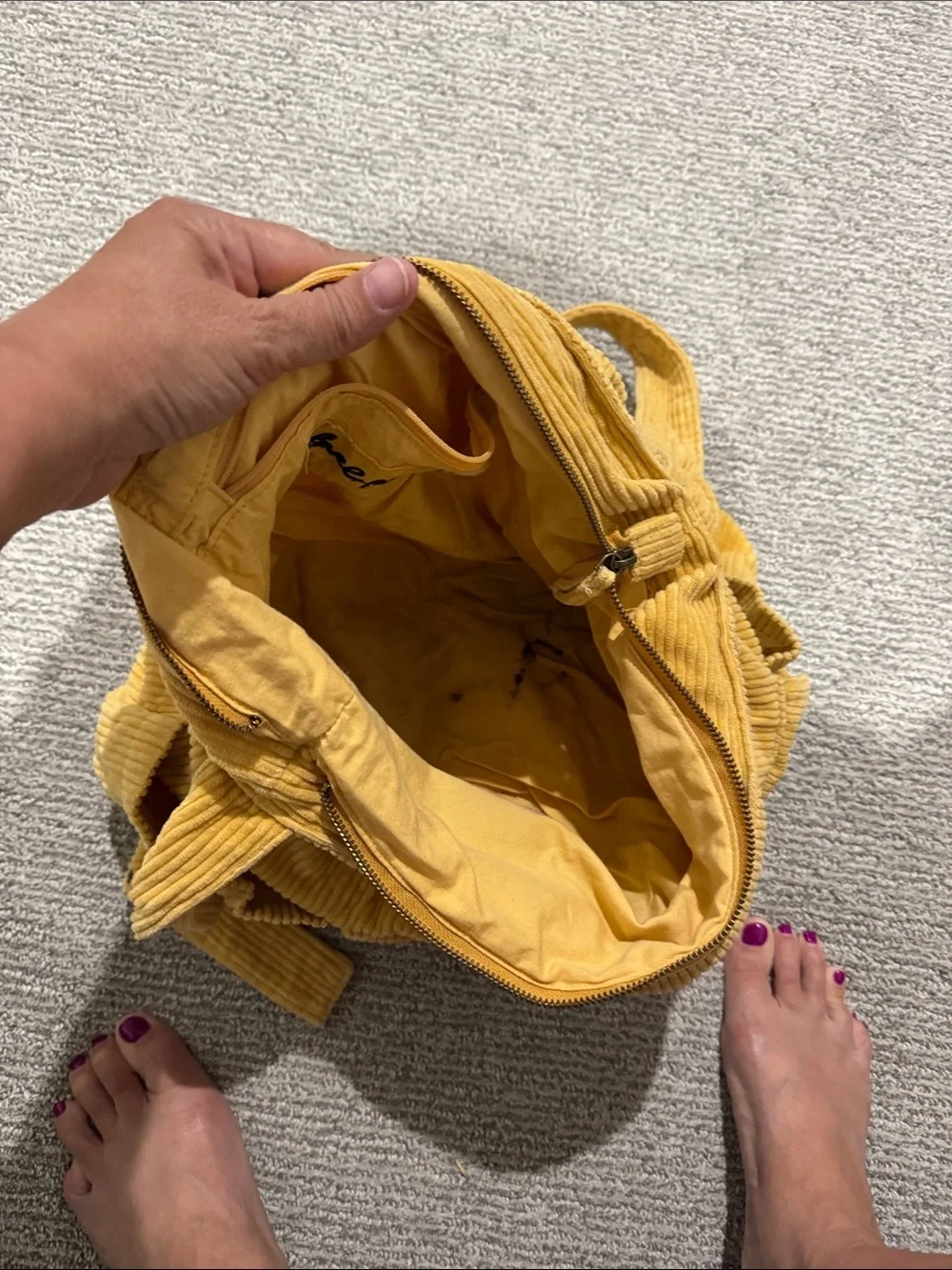 Free People Mustard Yellow Corduroy Shoulder Bag - Picture 4 of 4